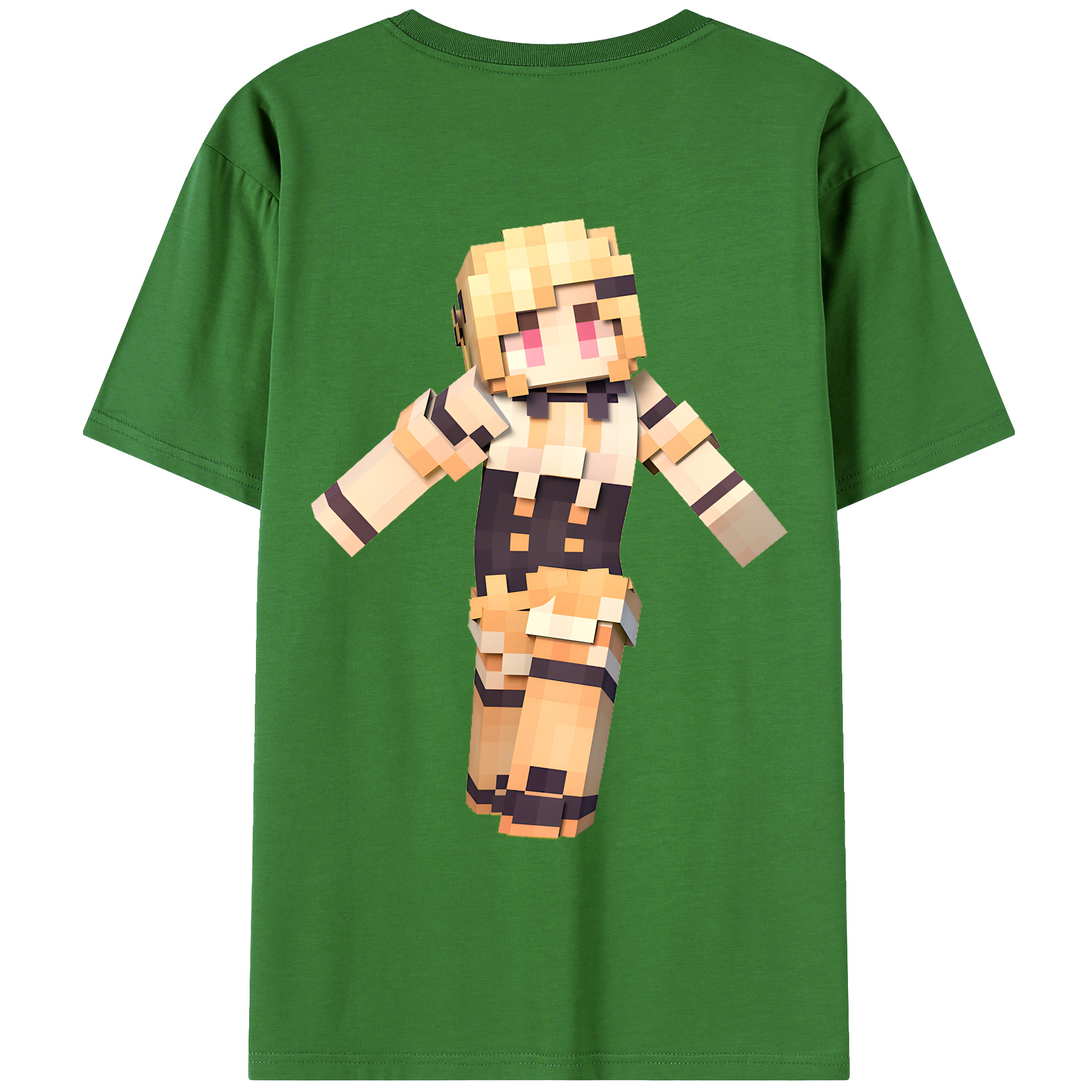 （画像用） マインクラフト ブロックの世界 Minecraft MC Block world レディース半袖Tシャツ(バックプリント)
